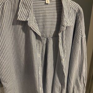 Blue and White Button Down Boyfriend Shirt